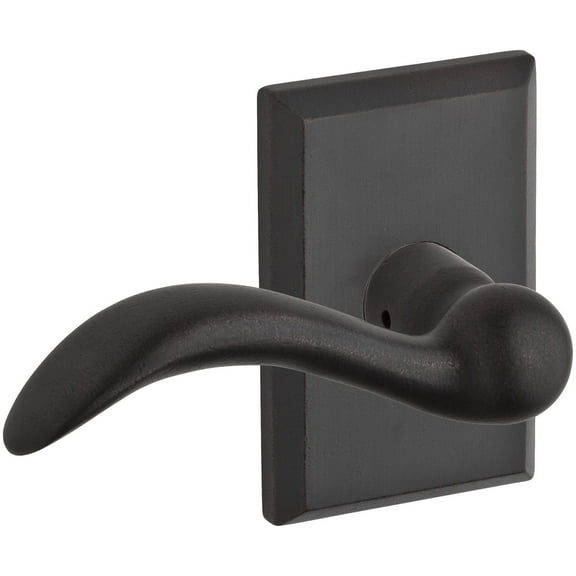 Baldwin Reserve Enarclrsr481 Entry Left Hand Arch Lever Handle and Rustic Square Rose Dark Bronze Finish