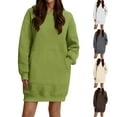 thumbnail image 1 of Gspmoly Robes d'Été pour Femmes, Robe Patchwork Décontractée Surdimensionnée pour Femmes Automne Manches Longues Tendance Col à Revers Plissé Mini Robe de Travail pour Femmes Économies, 1 of 9