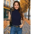 thumbnail image 5 of Sleeveless Turtlenecks Tops for Women Lightweight Knit Sleeveless Vest Stretchy Turtleneck Royal blue XL, 5 of 7