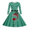 thumbnail image 4 of XEGLSBU Christmas Dresses for Girls 10/12 Style Girls Print Party Dress with Lace up Front Long Sleeves and Back Elastic Zipper for Festive Pageant Gown b-Green Size 13-14 Years, 4 of 4