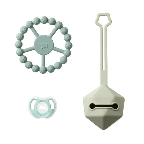 Tommee Tippee Silicone Comfort Gift Set, Ultra-light Pacifier, Carry Case & Teething Ring,  0-6m 