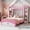 White+Pink, variant on Kumix Castle-Shaped Wooden Bed with Storage Shelf, Dreamy Twin Size Platform Bed for Boys/Girls Bedroom, Platfrom Bed Frame Space-Saving, White+Pink