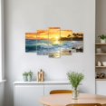 thumbnail image 4 of ZHONGYUTONG Sunset Beach Wall Art 5 Pieces Ocean Waves with Palm Trees Pictures Canvas Prints Seascape Paintings Modern Artwork for Lving Room Office Framed (12"x16"x2 12"x24"x2 12"x32"x1), 4 of 6