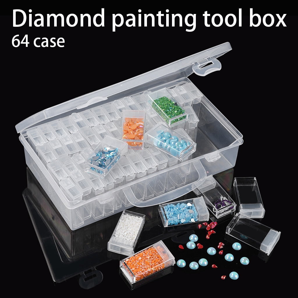 TANGNADE 64 Slots Diamond Painting Tool Box Embroidery Accessory Boxes Case Cross Stitch