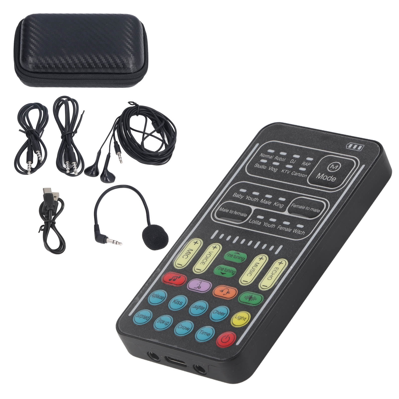 Voice Changer, I9 Voice Changer Set Portable Recording Mini Sound Card Live Streaming Mixer With Microphone Headphones