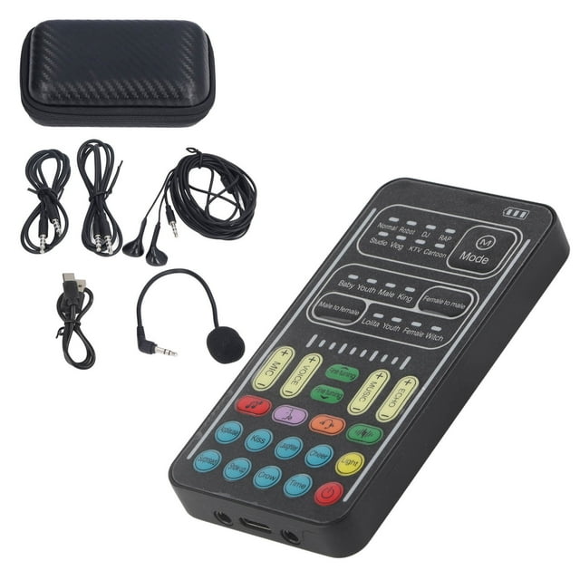 Voice Changer Set, I9 Live Sound Card, 8 Sound Effects, Voice Adjustable Compatibility with Mobile Phone, Computer, Tablet, Switch, for , for