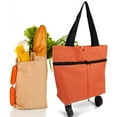 thumbnail image 7 of DISEN Folding Shopping Cart,Trolley Bag with Wheels,Folding Shopping Zipper Oxford Cloth Bag for Groceries with Wheels Bracket and Removable Bag Orange, 7 of 7