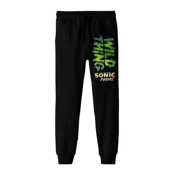 Sonic Prime Wild Thing Boy's Black Jogger Pants-Medium