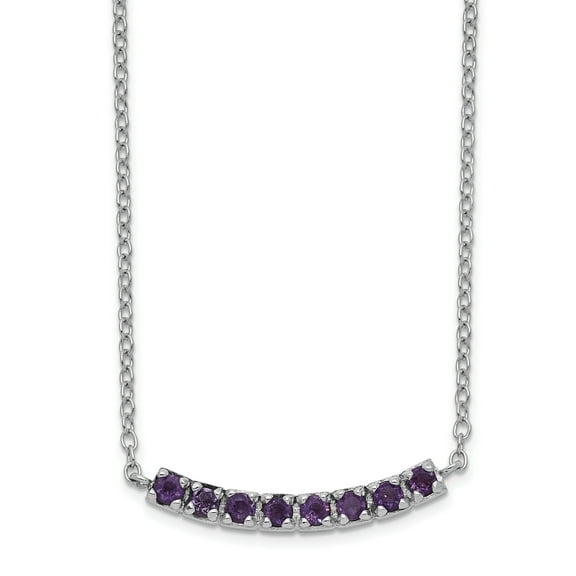 Primal Silver Sterling Silver Rhodium-plated Amethyst Bar with 2-inch Extension Necklace