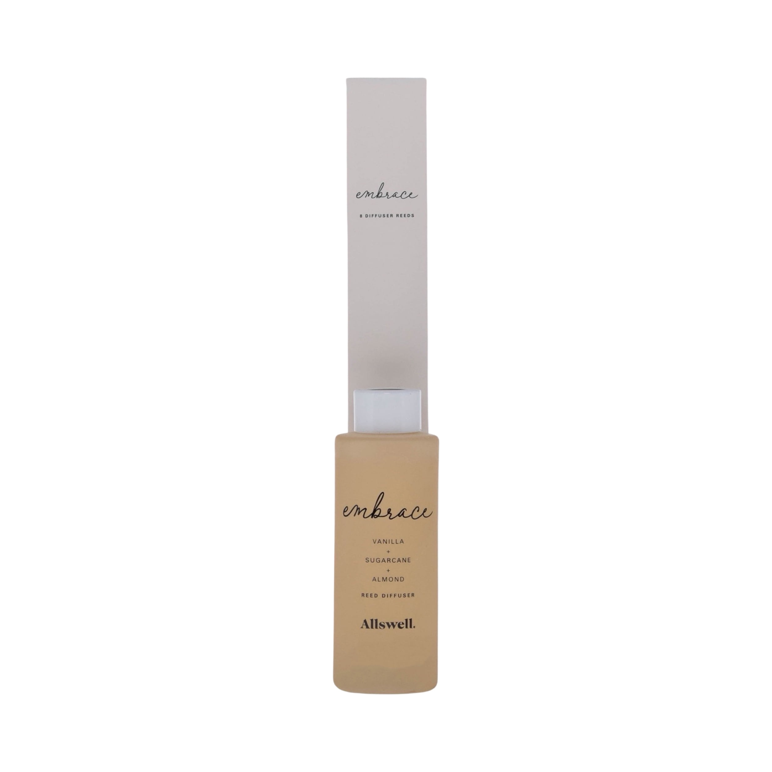 (2 pack) Allswell Embrace (Vanilla + Sugarcane + Almond) Scented Reed Diffuser 3 Fl Oz (90mL) With 8 Synthetic Reeds.