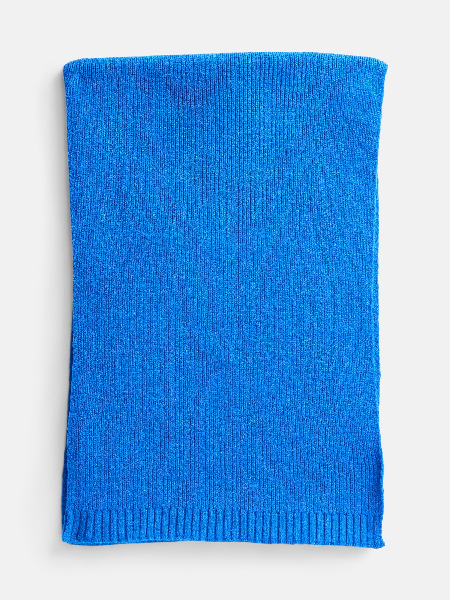 Scenario Women's Knit Oblong Scarf with Ribbed Trim, Blue Fire