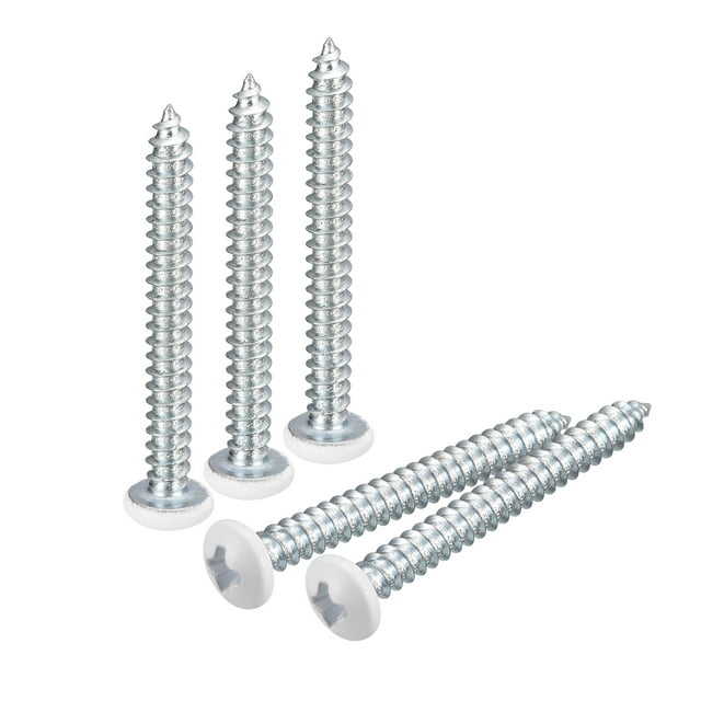 Unique Bargains Vis Blanches ST4x40mm à Taraudage Automatique, Lot de 25 Vis Crantées à Tête de Poêle pour le Travail du Bois