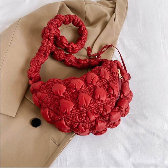 Bolso de media luna para mujer, bolso de burbuja de nailon, correa de Color sólido, monedero suave ajustable para chica FLhrweasw Nuevo