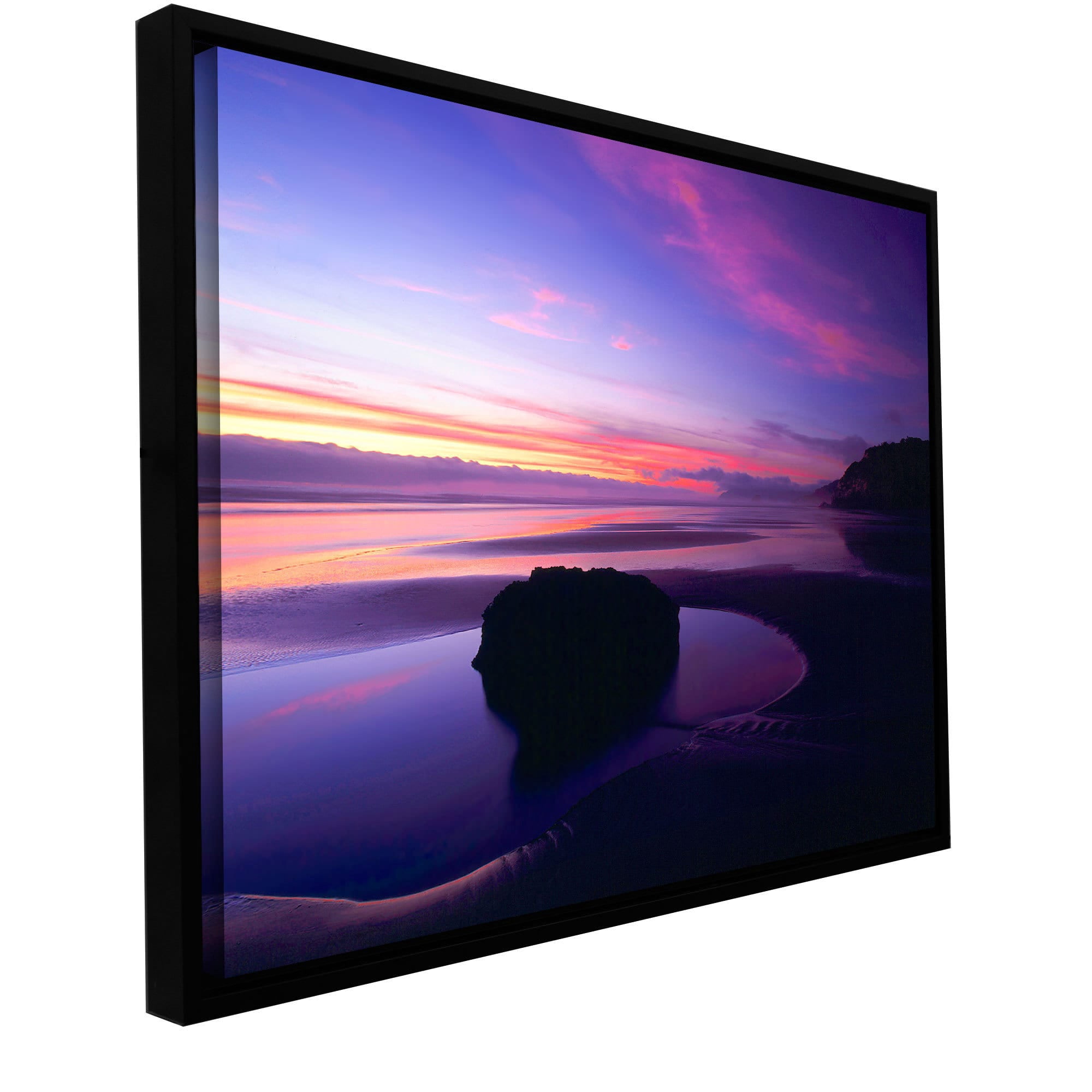ArtWall Dean Uhlinger "Bandon Beach Twilight" Floater Framed Gallery-Wrapped Canvas