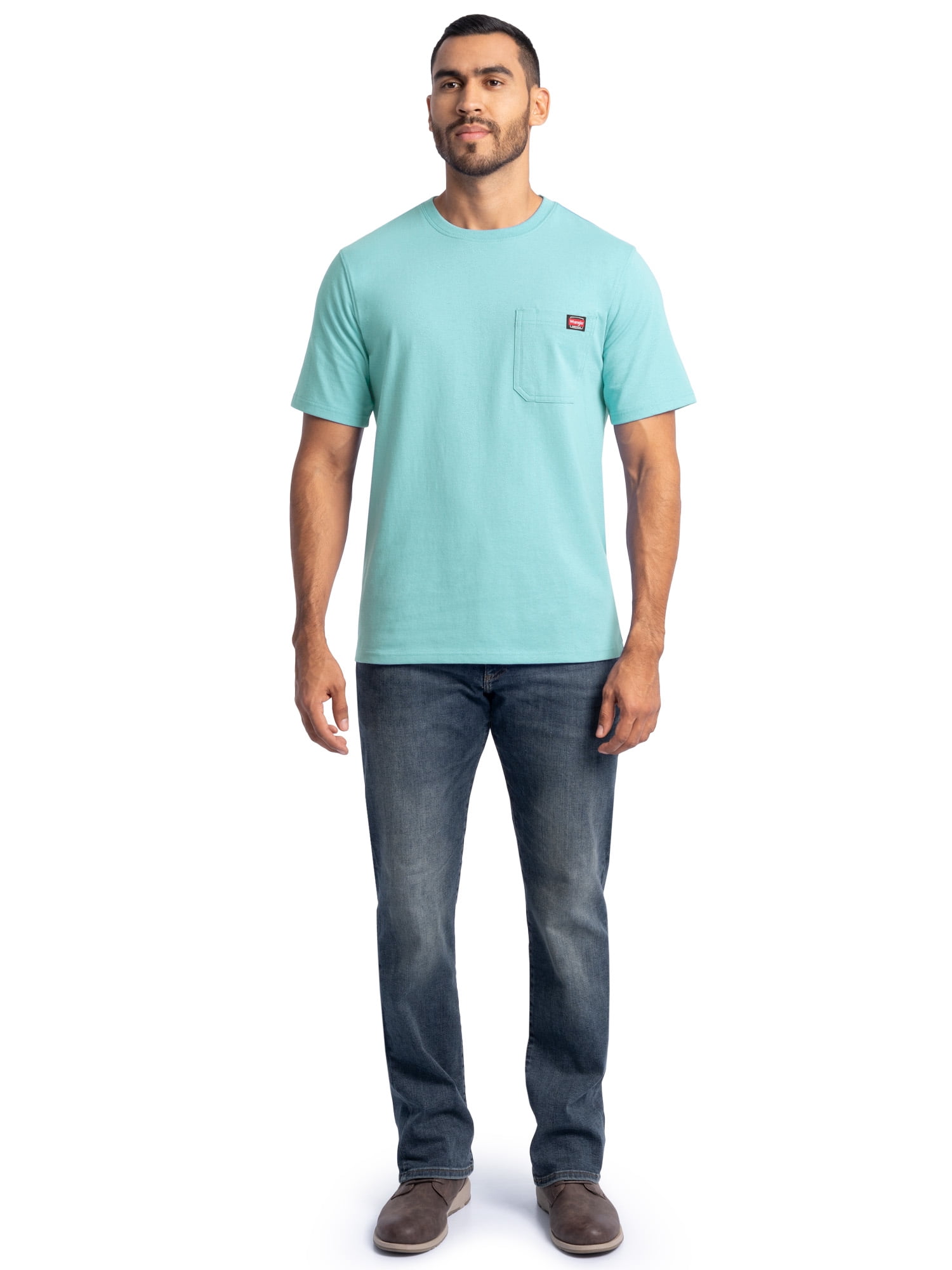 Wrangler Workwear Men's Short Sleeve Heavyweight Pocket Crew Work Shirt, size S-2XLT