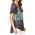 thumbnail image 3 of Sakkas Nayen Tie-Dye Sheer Cap Sleeve Embellished Relaxed Fit Drawstring Tunic Top - Navy - One Size Regular, 3 of 5