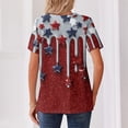 thumbnail image 3 of Iaqnaocc American Flag Tops for Women 4th Of July Short Sleeve Button Henley V-Neck Patriotic American Flag Stars Tops Retro 2026 Summer July 4th Celebration Tee Shirts Vermilion M, 3 of 3
