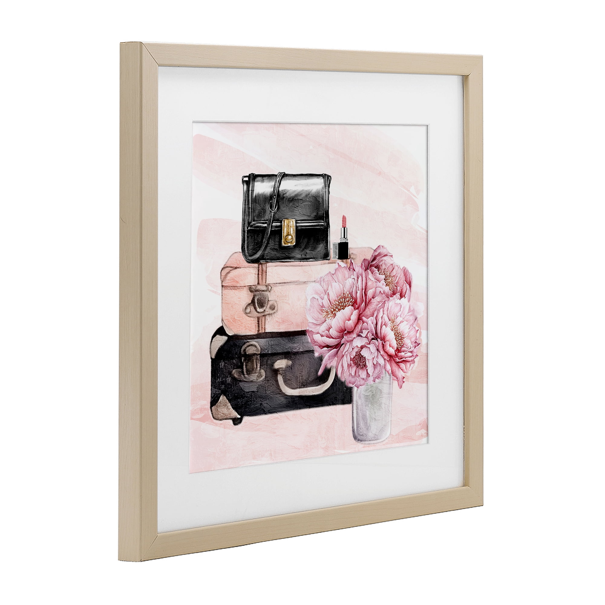 Stupell Industries Glam Time Stacked Bags Birch Framed Print Under Glass, design by Kim Allen
