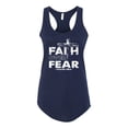 thumbnail image 2 of Wild Bobby, Faith Over Fear Psalm 118:6 White, Inspirational/Christian, Women Racerback Tank Top, Navy, Medium, 2 of 3