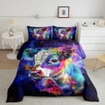 thumbnail image 3 of Highland Cow Twin Size Comforter Set Farmhouse Wildlife Bedding Set, Cartoon Animal Down Comforter Mystic Galaxy Nebula Bed Set, Rainbow Butterfly Quilted Duvet, 3 of 7