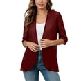 thumbnail image 6 of yoeyez Women Casual 3/4 Sleeve Cardigan Lightweight Chiffon Open Front Cardigans Elegant Dressy Sheer Shrugs for Dresses Wine,XL, 6 of 7