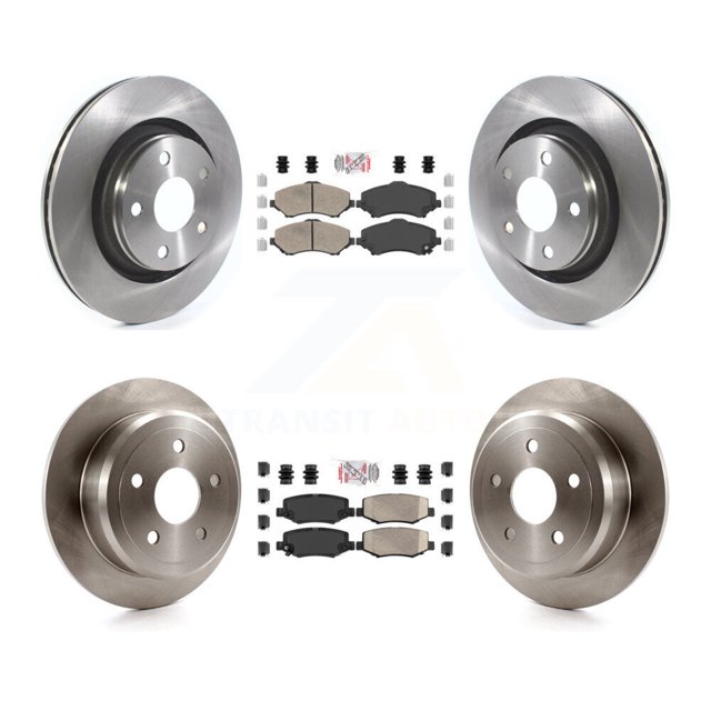 Transit Auto Front Rear Ceramic Pads and Disc Brake Rotors Kit for Car 2013-2017 Jeep Wrangler with 332mm Diameter Rotor K8A-101943