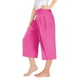 thumbnail image 6 of ZACPNCV Capris Pants for Girls Summer Casual Loose Cotton Linen Straight Wide Leg Elastic Waist Solid Cropped Pant Hot Pink 10-11 Years, 6 of 8