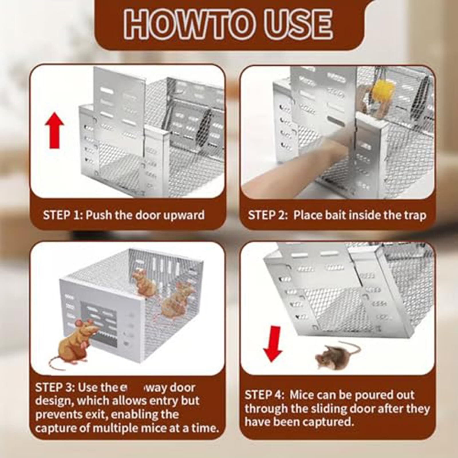 SXlianshun-Stainless Steel Automatic Mousetrap,Mouse Trap, Automatic Mouse Trap, Easy to Set Mice Catcher for Indoor and Outdoor