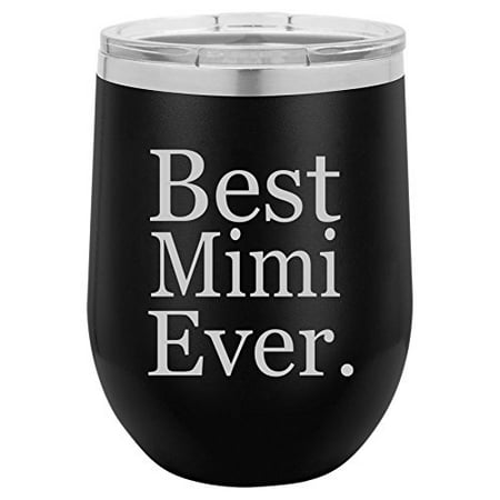12 oz Double Wall Vacuum Insulated Stainless Steel Stemless Wine Tumbler Glass Coffee Travel Mug With Lid Best Mimi Ever