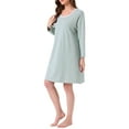 thumbnail image 4 of INSPIRE CHIC Womens Stripe Pajamas Nightshirt Lounge House Dress Sleep Shirts Sleepwear Long Sleeve Nightgowns M Green, 4 of 6