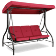 thumbnail image 3 of TLSUNNY 3-Seat Outdoor Porch Swing Chair with Canopy, Convertible Bed with Stand, Adjustable Backrest for Garden, Balcony, Deck, 3 of 13