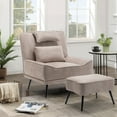 thumbnail image 3 of Andeworld Accent Chair with Ottoman,Living Room Chair with Pillow,Upholstered Armchair for Living Room, Comfy Reading Chair for Bedroom(White), 3 of 7