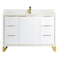 thumbnail image 2 of Fine Fixtures Opulence Collection 48 in. W x 20 in. D x 33 in. H Bathroom Vanity in White Matte with White Matte Sintered Stone Sink - Satin Brass hardware, 2 of 7