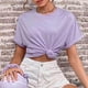 thumbnail image 4 of Mujeres Casual Manga Corta Color Sólido Jersey Suelto Blusa Camiseta Tops OAVQHLG3B Store  lin121212, 4 of 4