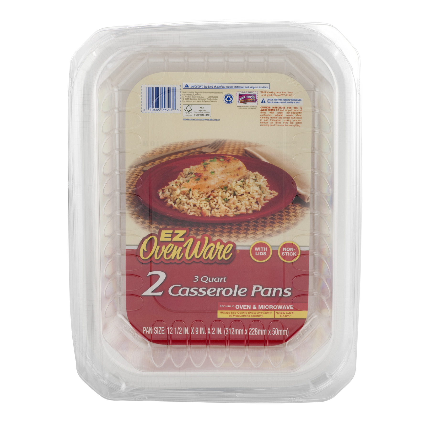 Ez Ovnwre Cssrle W/Cvr 3q Size 2ct Hefty Ez Ovenware Casserole Pans 3