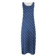 thumbnail image 4 of Stylish SMihono Women's Ploka Dots Flowy Maxi Dress with Pockets, Elegant 2025 Summer Loose Crew Neck Sleeveless A-Line Swing Dresses Blue XL, 4 of 5