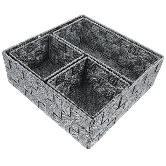 OULII 4 Pcs Panier de Rangement Cube Gris Bacs Organisateurs pour Encombrement