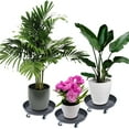 thumbnail image 3 of ToppiJoy Plant Caddy with Wheels Heavy Duty Iron Tray 14 Inch Round Planter Base with Brake Wheels for Moving Large Flower Pots Indoor & Outdoor, 3 of 11