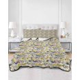 thumbnail image 2 of Twin Quilt Bedding Set, Vintage Flowers Reversible Summer Quilt 3 Pieces, Spring Yellow Floral Country Leaves Blue Birds Lightweight Bedspreads Coverlets with 2 Pillow Shams for All Seasons, 2 of 5