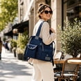 thumbnail image 4 of FSAGAE Multi-Pocket Travel Bag Nylon Tote Lightweight Handbag Blue Waterproof Large-Capacity Durable, 4 of 5