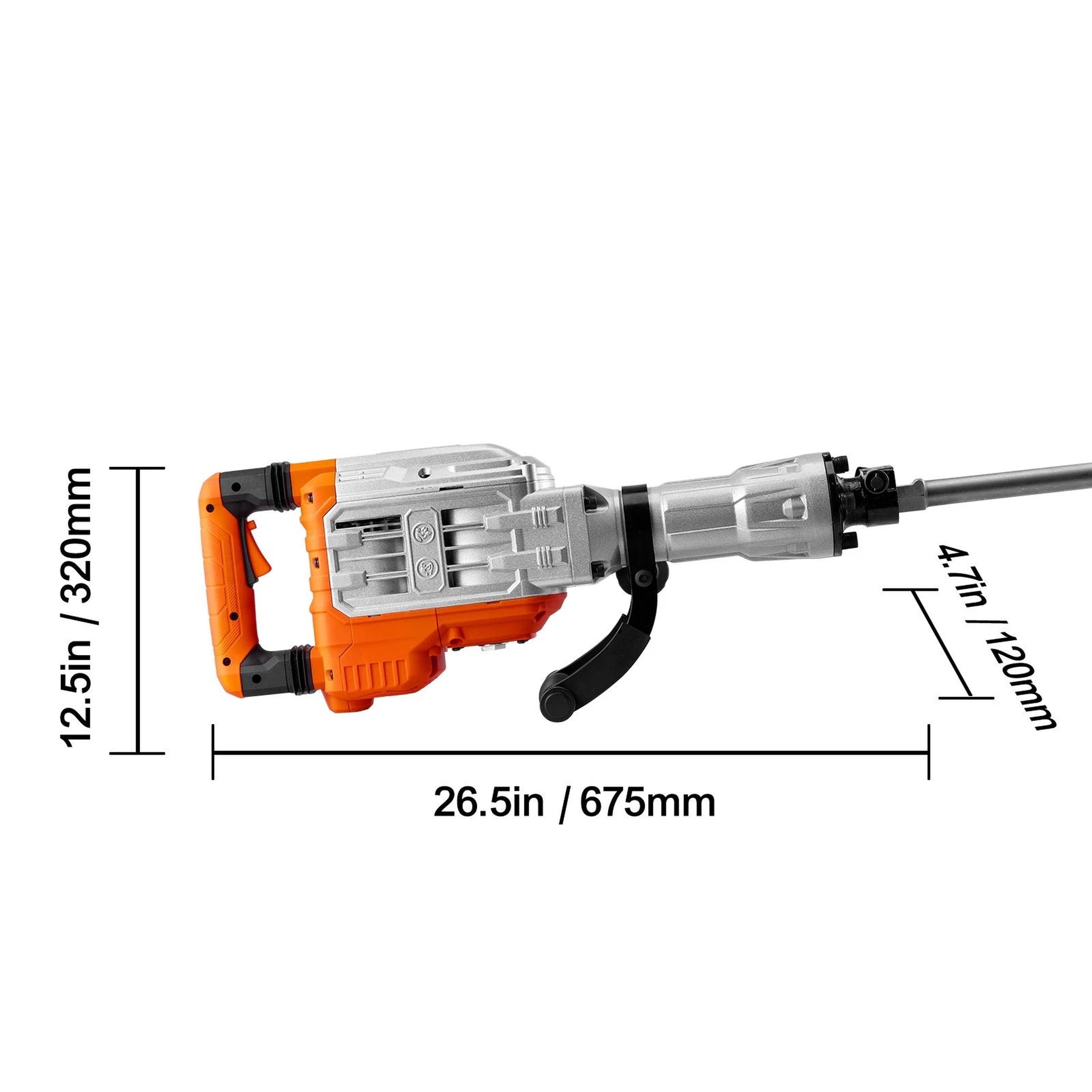 Demolition Jack Hammer Concrete Breaker 3500W Electric Hammer 2 Chisel Bits
