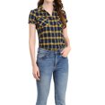 thumbnail image 5 of Unique Bargains Women's Casual Boyfriend Plaid Button Down Flannel Shirt S Blue Yellow, 5 of 6