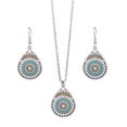 thumbnail image 1 of LYMAYTER Collier Rétro Boucles d'Oreilles 2 Pcs/ensemble Collier & Boucles d'Oreilles Style Ethnique - Faux Turquoise, Incrusté de Strass, Pendentif Collier & Crochet Boucles d'Oreilles, 1 of 7
