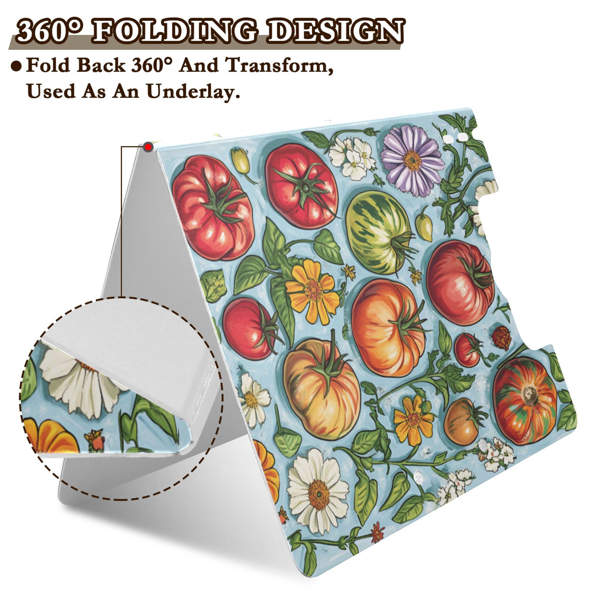 FORMRS A4 Clipboard Folder with Pen Holder Horizontal Foldable School Office Binder, Floral Tomatoes