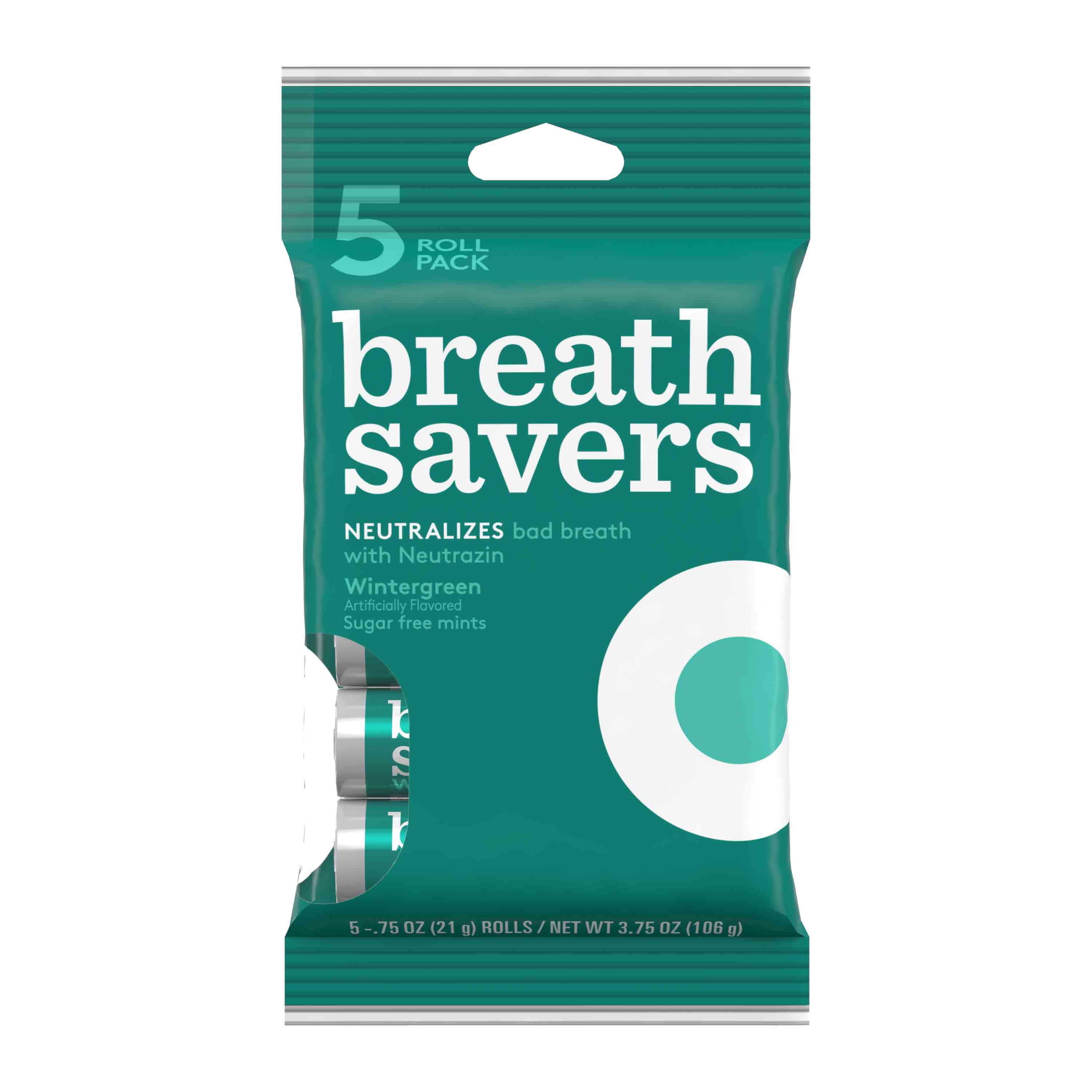 BREATH SAVERS Mints in Wintergreen Flavor (5-Roll Pack), 3.75 oz by Hershey Company