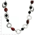 thumbnail image 3 of Collier Pendentif en Pierre Onyx Ovale en Acier Inoxydable Station de Perles, 3 of 7