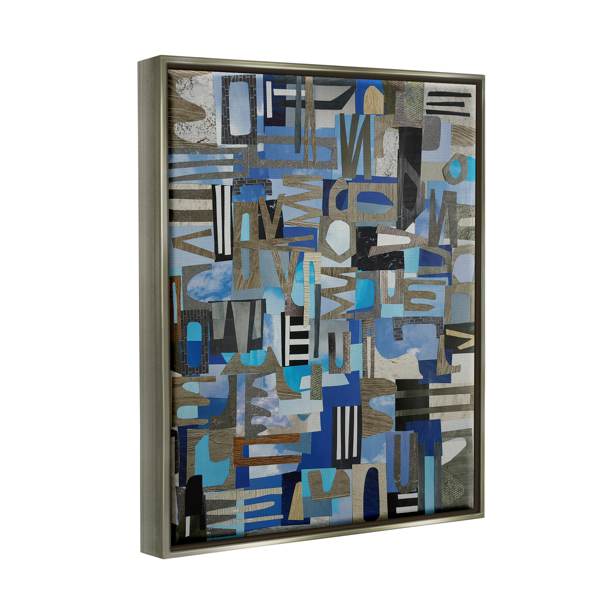 Stupell Skies Over Loire Valley Abstract Collage Abstract Painting Gray Floater Framed Art Print Wall Art