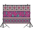 thumbnail image 1 of BSDHOME 7x5ft Fond Rose, Fond Aztec de Photographie Floral Ethnique Fond Photo Polyester Studio Accessoires, 1 of 3