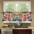 thumbnail image 4 of Yayeee Kitchen Curtains Tier Set of 2 Light Filtering 57"x36" Over Sink Window Panels, Purple Cityscape Painting, 4 of 7