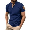thumbnail image 2 of Fnnxeal Mens Polo Shirts, Collared Summer Casual Shirt With Short Sleeves Lightweight Solid Shirt for Men Navy, 2 of 9